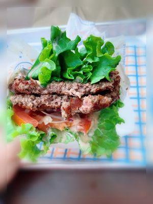 Super Burger in lettuce wrap.