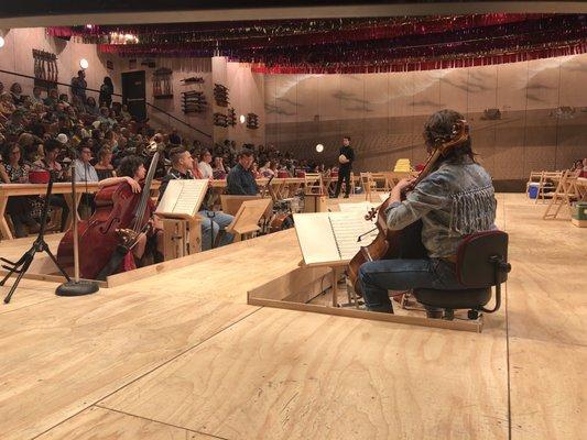 Inside the Circle in the Square theater with the band