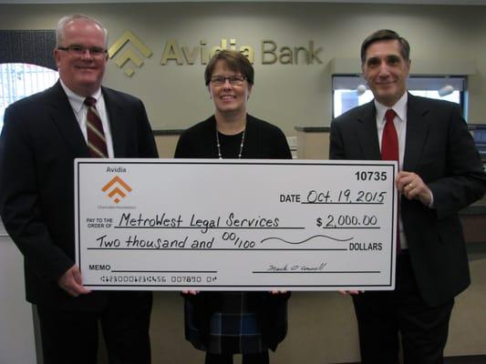 A recent donation from the Avidia Charitable Foundation to MetroWest Legal Services