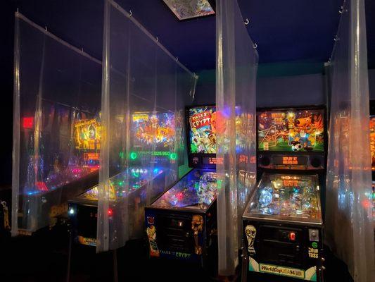 Barriers between pinball machines