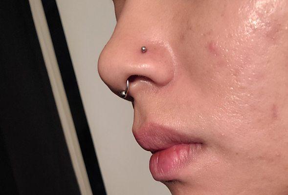 Nostril piercing.