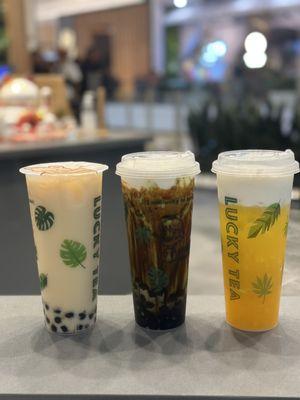 K10. Passionfruit Green Tea, L6. Dirty Tea Pearl Matcha Latte, F2. Mango Creama