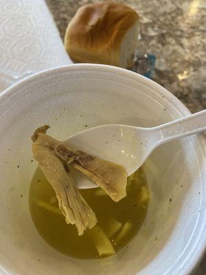 First time here. Bones in the chicken noodle soup