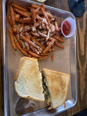 Poppin and sweet potato fries