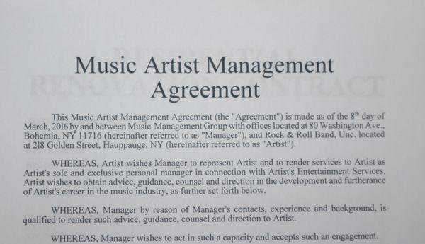 Music Artist Management Agreement