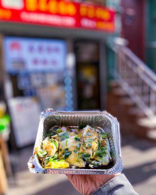 Shrimp Cheung Fun with egg & cilantro