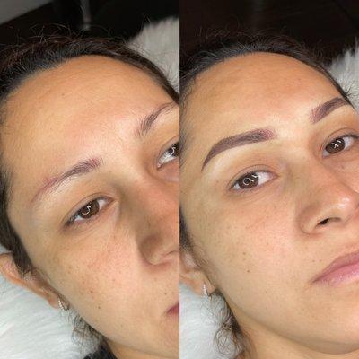 Cover up previous work with ombré powder brows