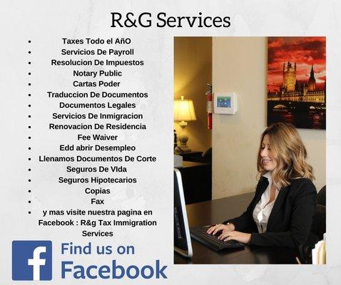 R&G is una oficina que cuenta con una variedad de Servicios Disponibles Visítenos pronto