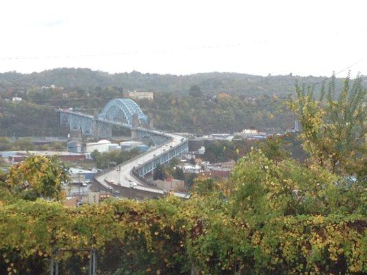 Amazing view of the Mckees Rocks Bridge from the pizza kitchen