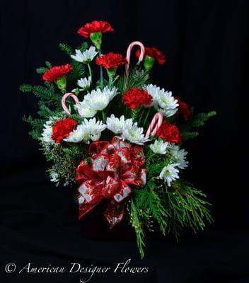 Candy cane Christmas arrangement