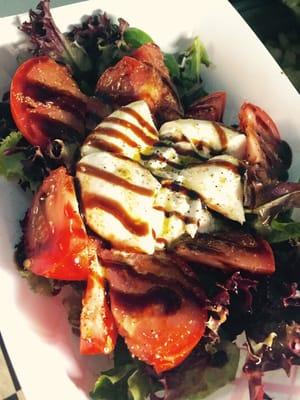 Caprese with fresh Burrata cheese, balsamic reduction and basil oil