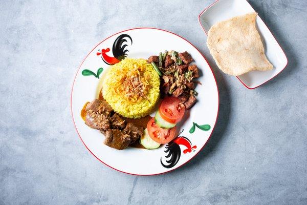 Beef Rendang plate with Turmeric Rice