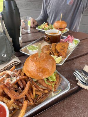 Fried Fish Sandwich, Birria Quesadilla, Burger