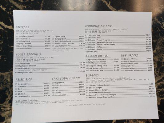 Updated Maxi Teriyaki Menu Page 2 as of 3/24/23