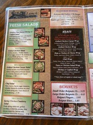 Salads, Wraps Menu