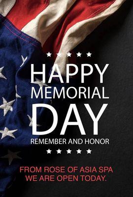 We are open for MEMORIAL DAY . Please call and make an appointment, space are limited.