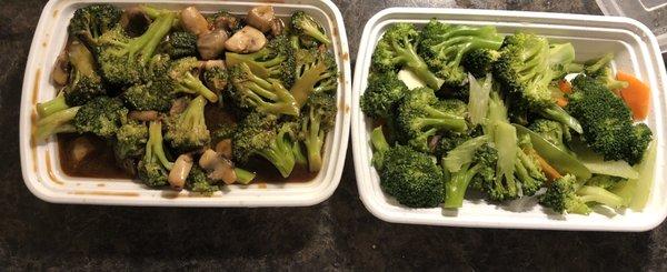 Brocolli w/mushroom in garlic sauce and steamed veggies