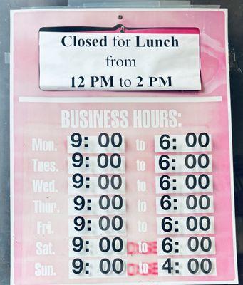 Current business hours as of today 3/23/24