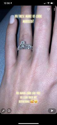 Engagement ring and eternity wedding band