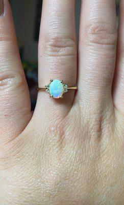 Opal and diamond ring