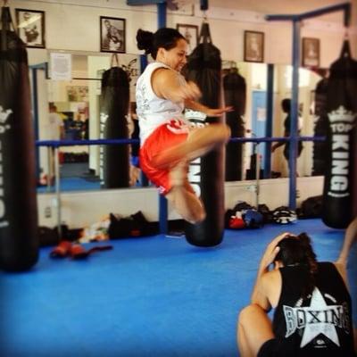 Jump Kick from Torrance Muay Thai Instructor Gennelle