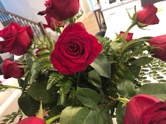 Beautiful long stem red roses, after two weeks!