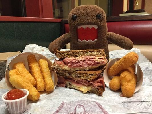 The haul...Rueben sandwich, 4 piece Mozzarella Sticks, large Hashbrowns.