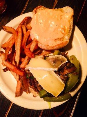 The Essex. I LOVE melted brie. Bell peppers gave a great texture to this burger.