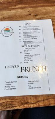 Brunch menu