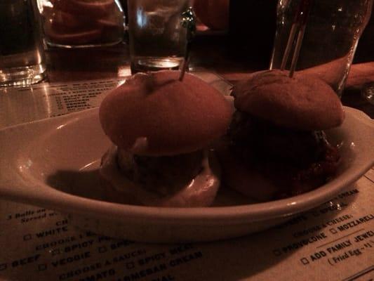 Meatball sliders! (From the meatball shop upstairs!)