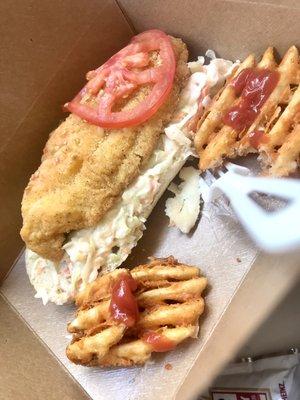 Catfish po'boy& waffle fries