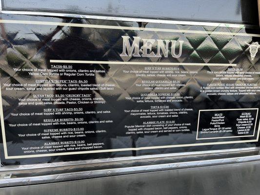 Menu and Carne Asada burrito. 5/26/23