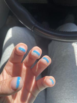 this is after i had to ask if they could make my entire fingers not blue.