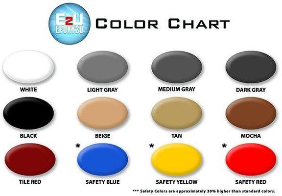 We are THE Certified Distributor of E2U Epoxy Products. Shown are the color options for E2U's 100% Solis Epoxy.