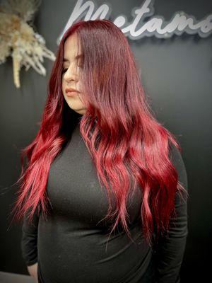 Red vivid balayage