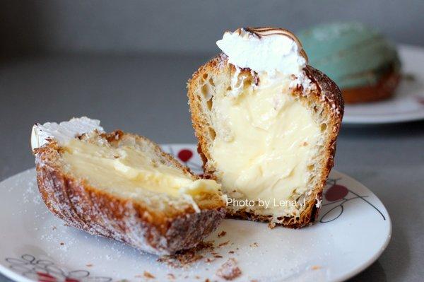 Inside of Yuzu Meringue Croissant Bun ($5.75) - good: I really like the tart yuzu filling; pastry is nice and flaky. Better than cruffins.