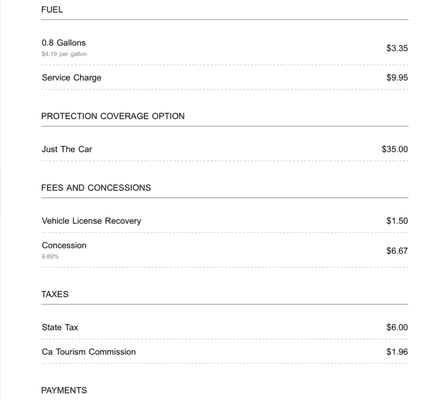 0.8 gallons Service Charge.