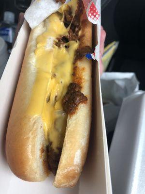 Footlong chili cheese dog