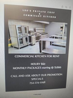 Commercial kitchen for rent