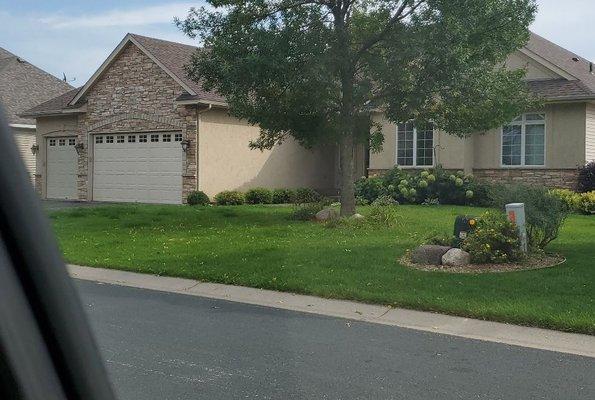 Look how nice the lawn looks from mowing and trimming