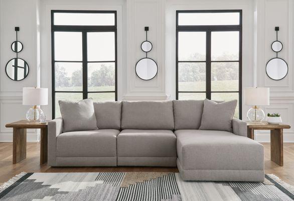 The "Katany" Sectional is a Modular sectional.  You can create a 3pc.   or 10 pc sectional.  Design for your space.