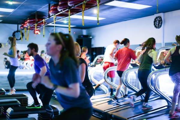 OxyBlast is a multi-level class that will give you 60 minutes of alternating cardio on the treadmill and then strength-training on the floor