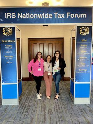 Terri, Adriana and Anahí at the IRS forum Aug 2024. We always keep up on all the new updates and tax law changes each year.