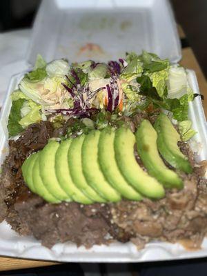 Pork and Beef Plate w/ Avocado.