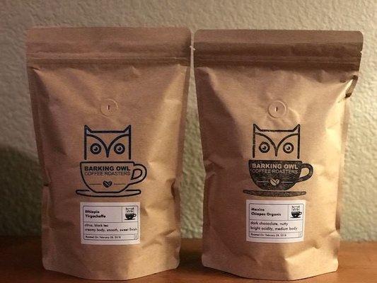 Fresh roasted coffee beans from Barking Owl Coffee Roasters