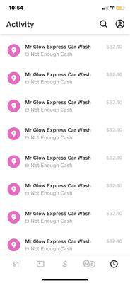 Mr. Glow car wash trying to steal my hard earn money during a pandemic