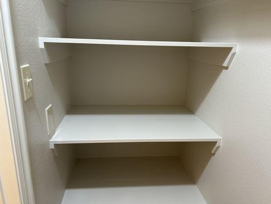 New shelves to increase storage