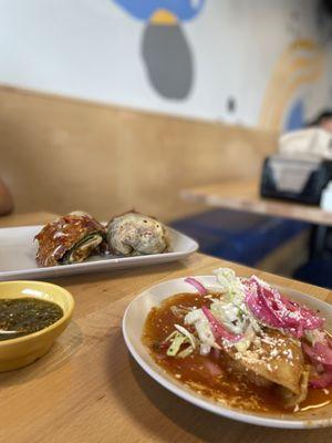 Chile Relleno Burrito and 2 Piece Taco de Papa