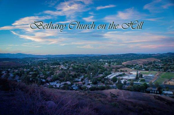 View of Bethany Church on the Hill Thousand Oaks, Ca - from Tarantula Hill.