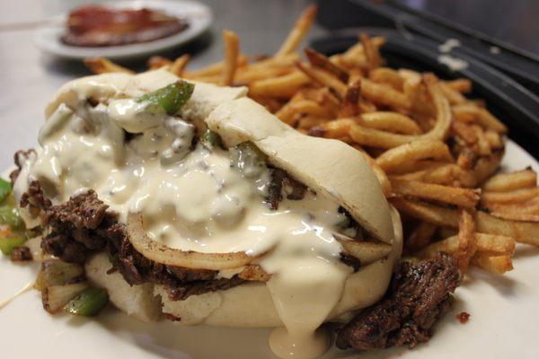 Traditional Cheesesteak with homemade cheesewiz